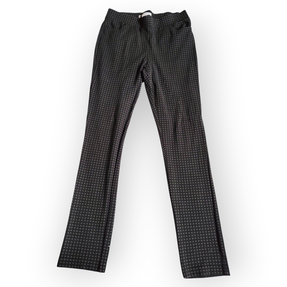 Cleo Black Slim Dress Pants with Subtle Pattern Women's Medium